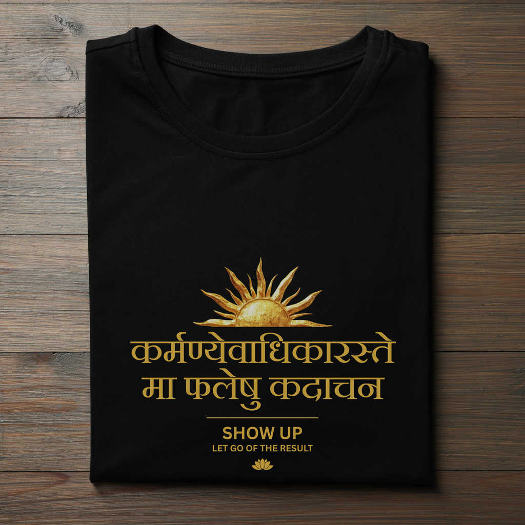 Karmanye Vadhikaraste Oversized T-Shirt | Bhagavad Gita Quote Tee – Real HIRA