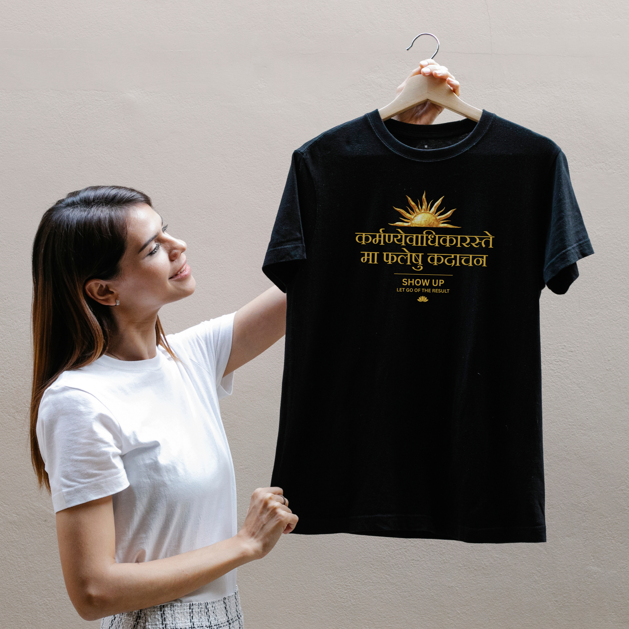 Karmanye Vadhikaraste Oversized T-Shirt | Bhagavad Gita Quote Tee – Real HIRA