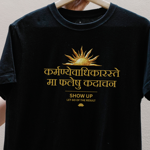 Karmanye Vadhikaraste Oversized T-Shirt | Bhagavad Gita Quote Tee – Real HIRA