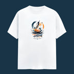 UDAANT Oversized Graphic Tee - Lotus Rise Motivational T-Shirt for Men & Women, white front flat-lay view with lotus flower and Udaan Hindi text graphic print